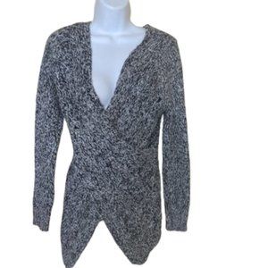---  Gray Acrylic  Faux Wrap Sweater Size Medium
